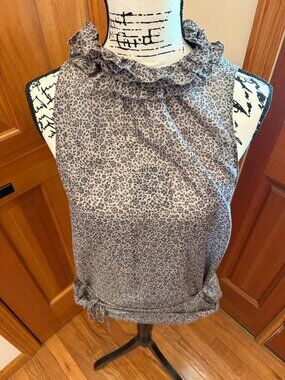 Gap Cotton Silk Sleeveless Floral Ruffle Neck Blouse Size M